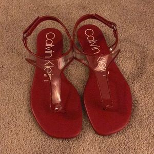 Red Calvin Klein sandals